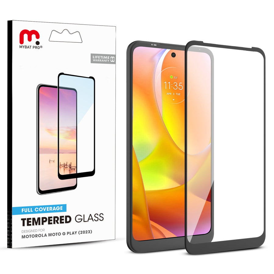 MyBat Pro Full Coverage Tempered Glass Screen Protector for Motorola Moto G Play (2023) - Black