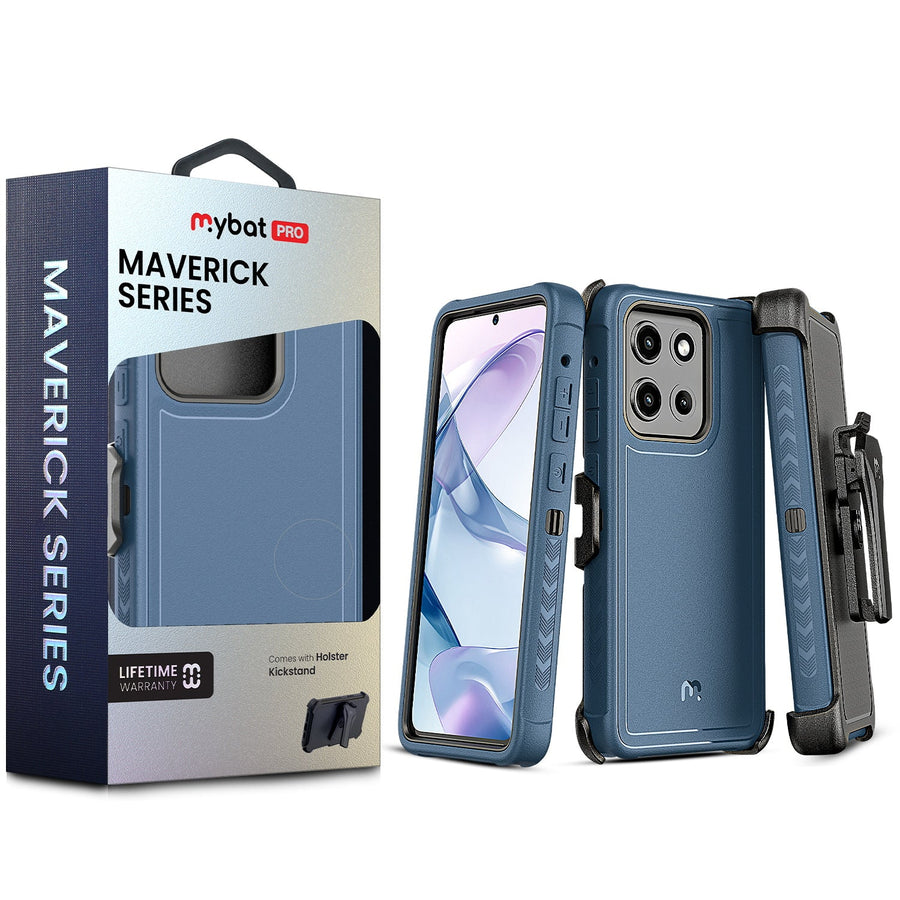 MyBat Pro Maverick Series Case w/ Holster for Motorola Moto G Stylus 5G (2026) / Moto G Stylus 5G (2025) - Blue