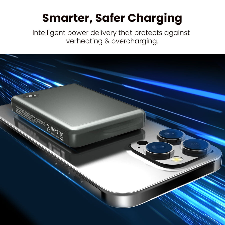 MyBat Pro 10000mAh SNAP + GO SLEEK Magnetic Wireless Power Bank - Grey Titanium