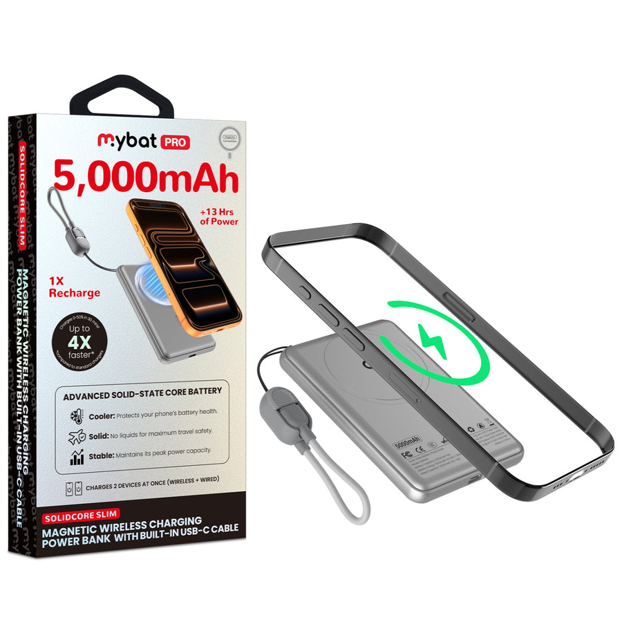 MyBat Pro SolidCore 5000mAh Slim Magnetic Wireless Charging Power Bank with Built-In USB-C Cable - Gray - RPBBAT211-1.jpg