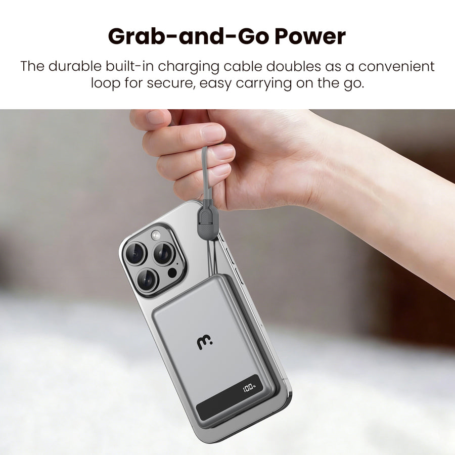 MyBat Pro SolidCore 5000mAh Slim Magnetic Wireless Charging Power Bank with Built-In USB-C Cable - Gray - RPBBAT211-10.jpg