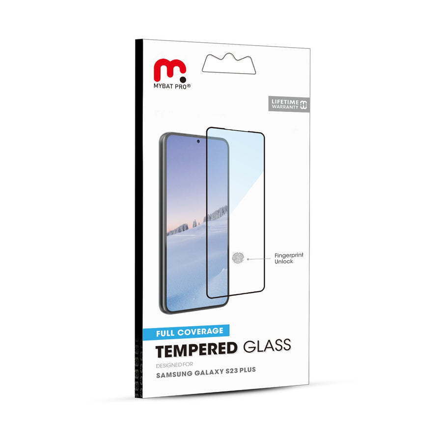 MyBat Pro Full Coverage Tempered Glass Screen Protector (Fingerprint Unlock) for Samsung Galaxy S23 Plus - Black