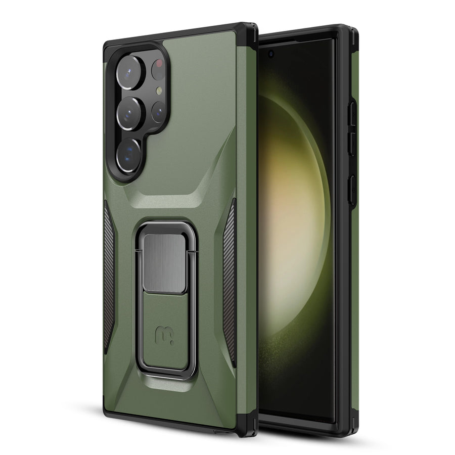 MyBat Pro Antimicrobial Stealth Series (with Stand) for Samsung Galaxy S23 Ultra - Army Green / Black - RSS23UCSSTSS004-1.JPG