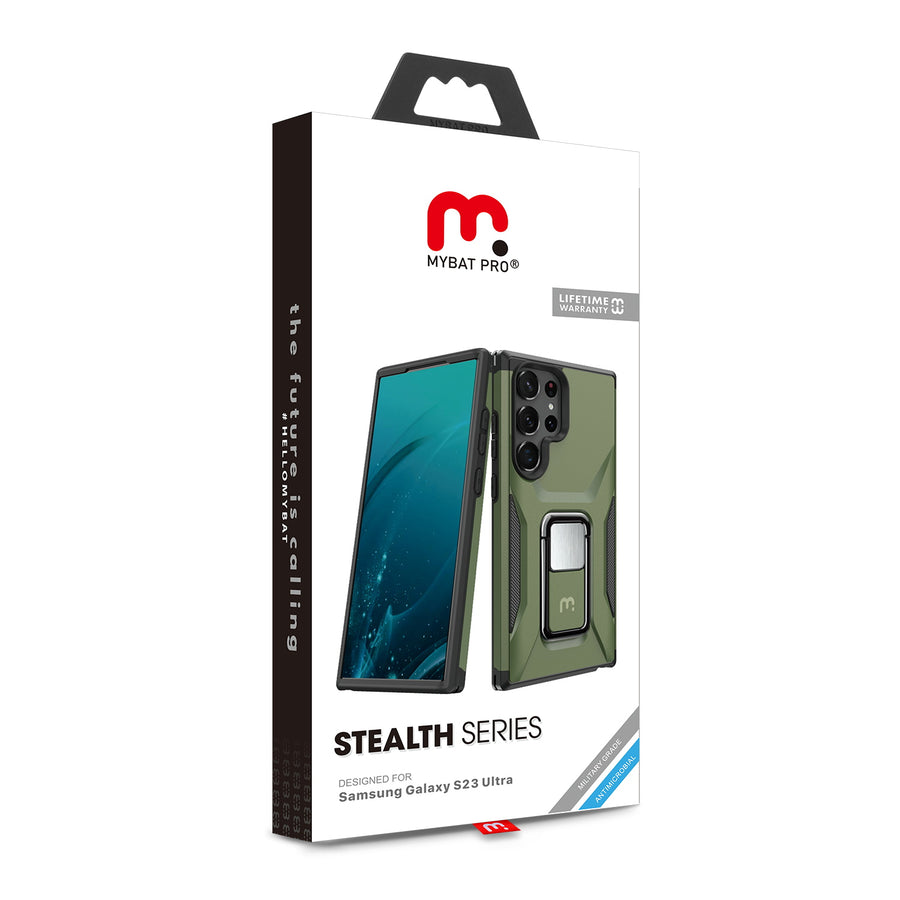 MyBat Pro Antimicrobial Stealth Series (with Stand) for Samsung Galaxy S23 Ultra - Army Green / Black - RSS23UCSSTSS004-20.JPG
