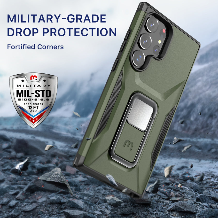 MyBat Pro Antimicrobial Stealth Series (with Stand) for Samsung Galaxy S23 Ultra - Army Green / Black - RSS23UCSSTSS004-3.JPG