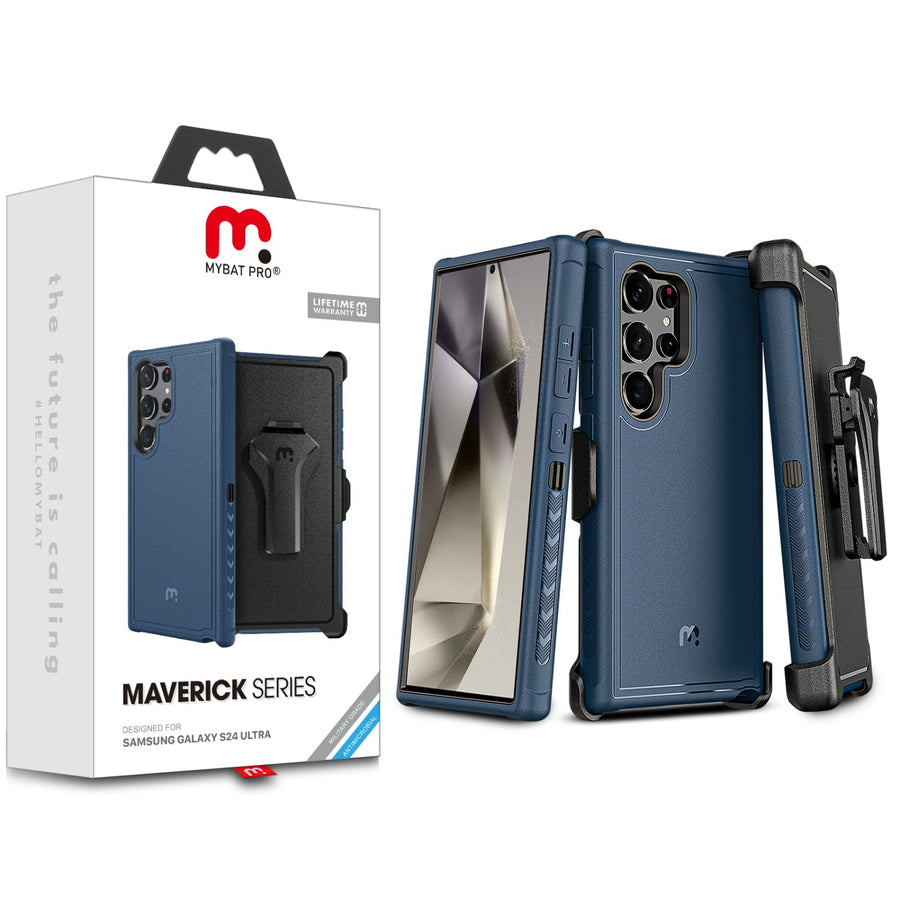 MyBat Pro Maverick Series Case w/ Holster for Samsung Galaxy S24 Ultra - Blue