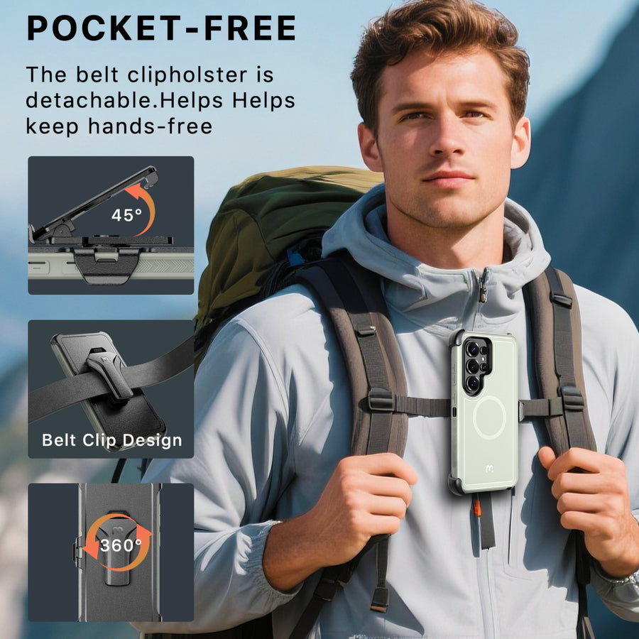 MyBat Pro Maverick Series MagSafe Case w/ Holster for Samsung Galaxy S26 Ultra - Grey - RSS26UCS3NXMS005-4.jpg