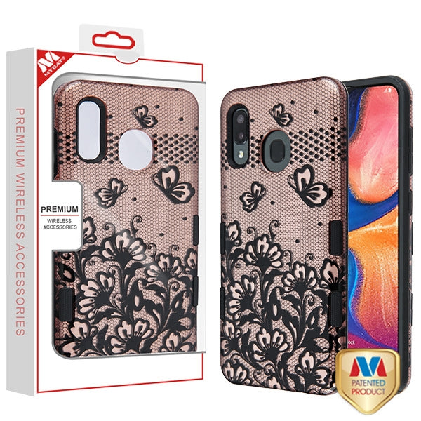 MyBat TUFF Subs Series Case for Samsung Galaxy A20 - Black Lace Flowers (2D Rose Gold) / Black - SAMA20HPCTUFFSB2D002-1.jpg