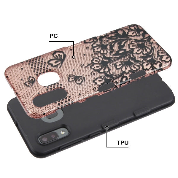 MyBat TUFF Subs Series Case for Samsung Galaxy A20 - Black Lace Flowers (2D Rose Gold) / Black - SAMA20HPCTUFFSB2D002-3.jpg