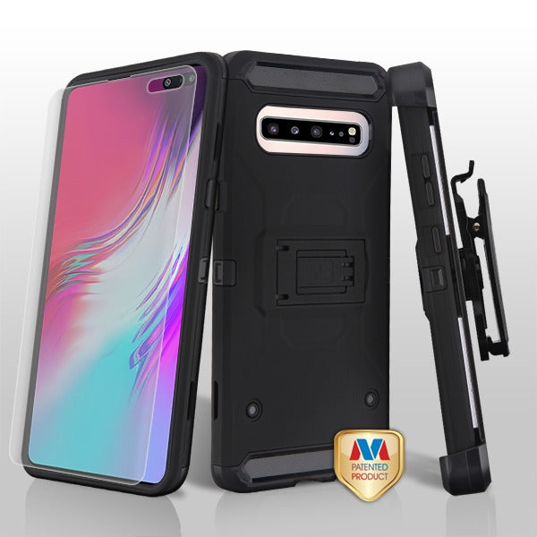 MyBat 3-in-1 Kinetic Hybrid Protector Cover Combo (with Black Holster)(with Full-coverage Screen Protector) for Samsung Galaxy S10 5G - Black / Black - SAMS105GHPCKINCMB001-1.jpg