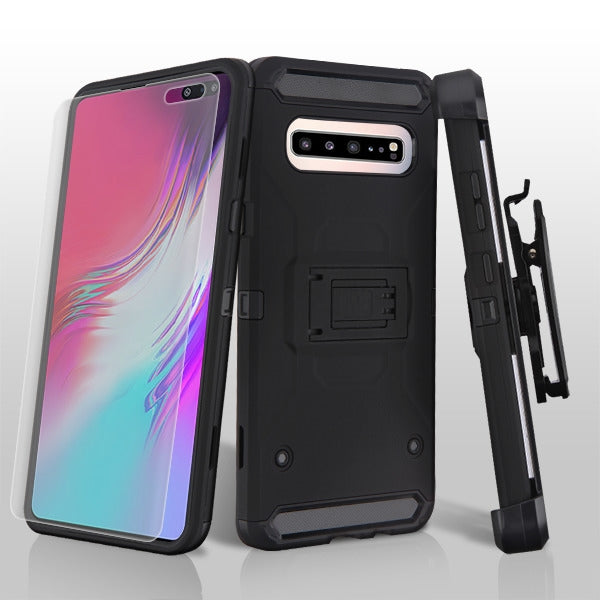 MyBat 3-in-1 Kinetic Hybrid Protector Cover Combo (with Black Holster)(with Full-coverage Screen Protector) for Samsung Galaxy S10 5G - Black / Black - SAMS105GHPCKINCMB001-2.jpg