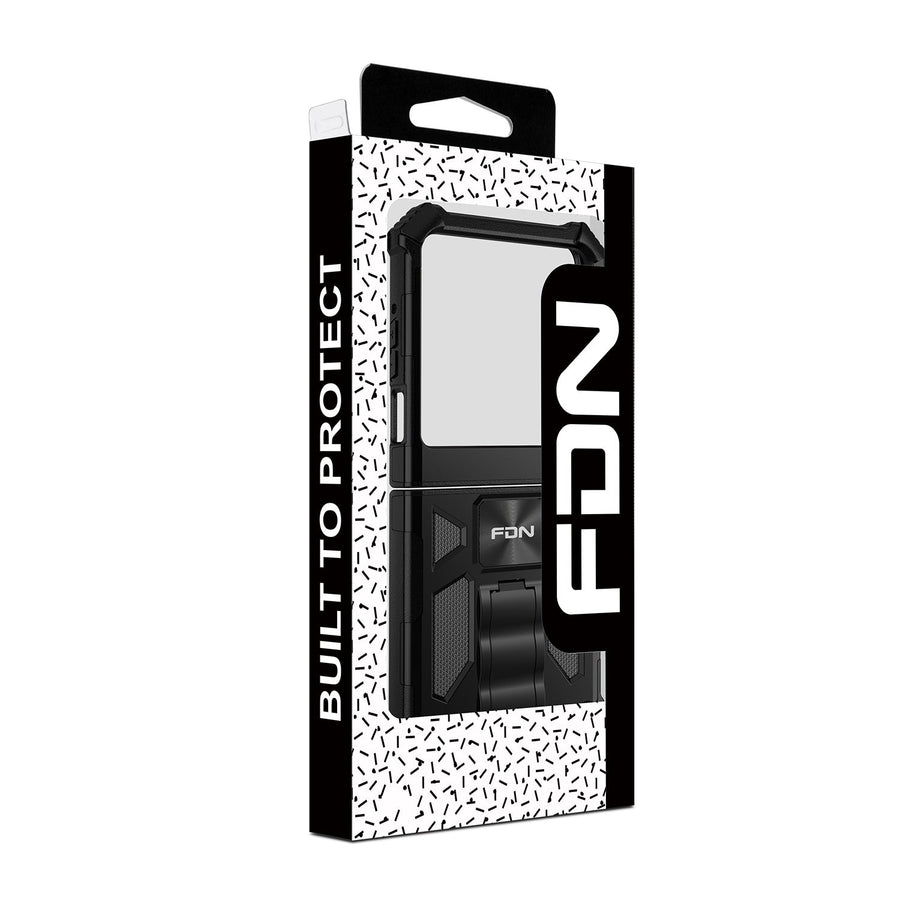 FDN Sturdy Hybrid Protector Cover (with Stand) for Motorola razr (2024) / razr (2025) / razr (2026) - Black / Black