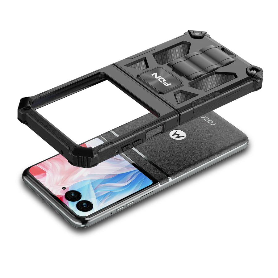 FDN Sturdy Hybrid Protector Cover (with Stand) for Motorola razr (2024) / razr (2025) / razr (2026) - Black / Black - SMRAZR4CSFSSS001-8.jpg