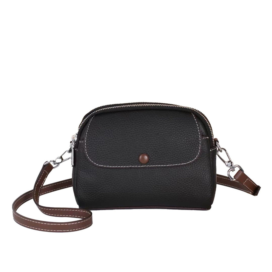 Roykin TOGO Small Textured Cowhide All-in-One Crossbody Shoulder Bag-Black