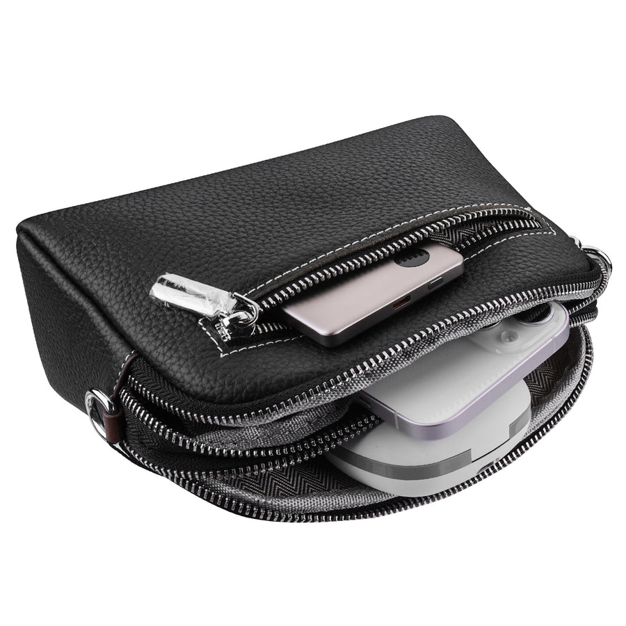 Roykin TOGO Small Textured Cowhide All-in-One Crossbody Shoulder Bag-Black - TT-BAG-9239-BK-4.jpg