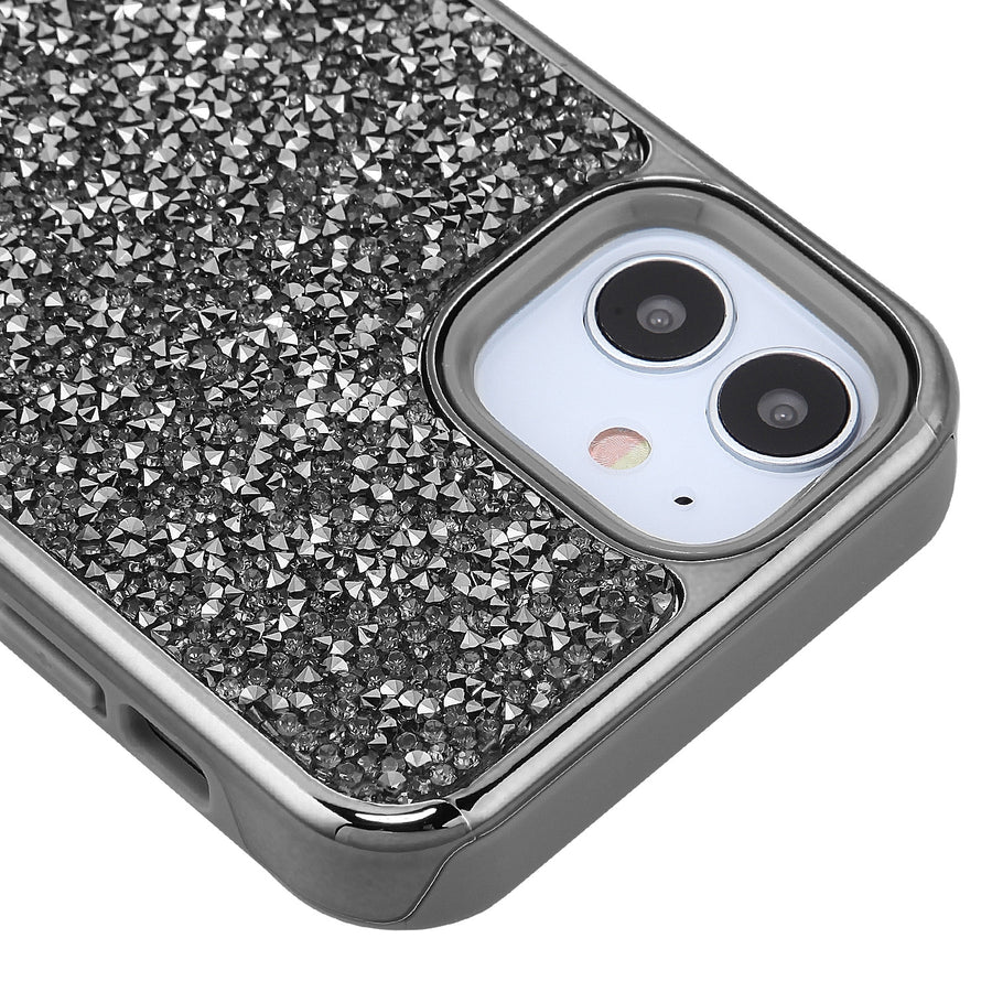 Airium Encrusted Rhinestones Hybrid Case for Apple iPhone 12 mini - Electroplated Gun Metal / Iron Gray - UIP12CSFSSD101-3.jpg