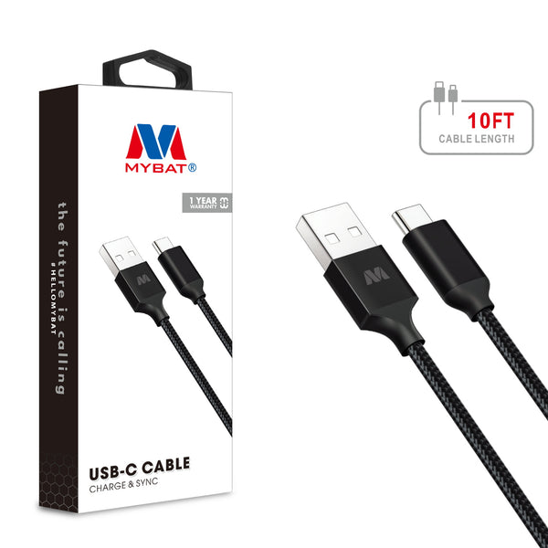 MyBat USB-A to USB-C Cable - 10 FT - Black - USBCDATACABLE421-1.jpg