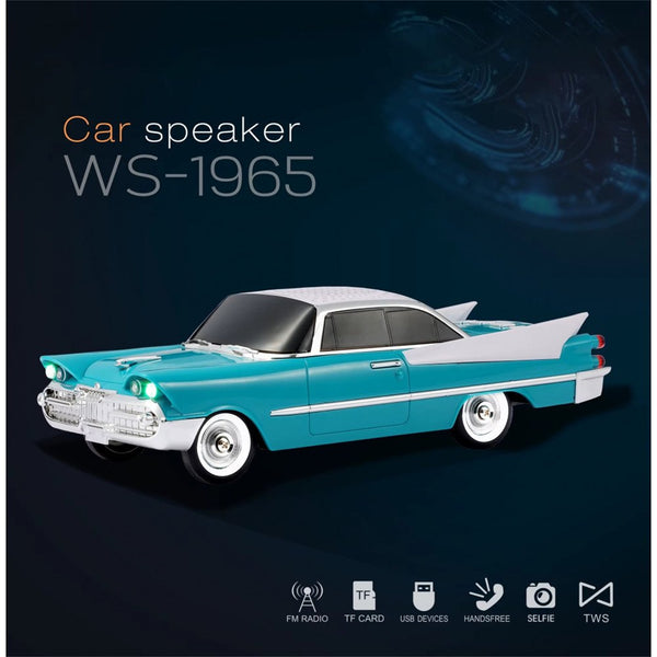 Retro 1959 Classic Car Shaped Bluetooth Speaker with LED Lights, FM Radio & USB-C Port WS1965 - Green - WS1965-TRUCK-SPEAKER-GREEN-2.jpg