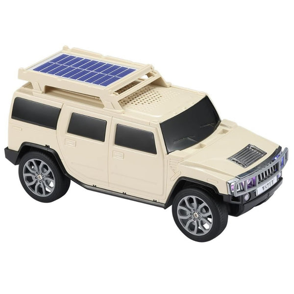 Boxy SUV-Inspired Bluetooth Speaker with Solar Charging, LED, FM Radio & Moving Wheels WS696 - Beige - WS696-J-CAR-SPEAKER-BEIGE-1.jpg
