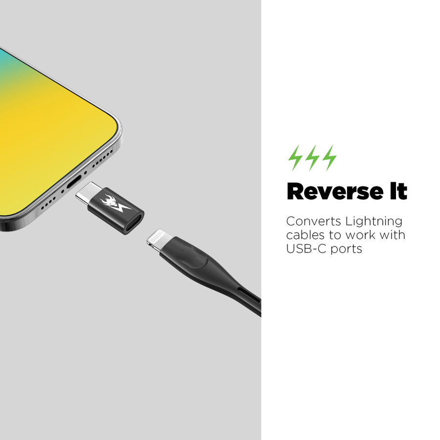 AmpNergy PassPort Lightning to USB-C Adapter - Black - ACBLCMO15BK-4.jpg