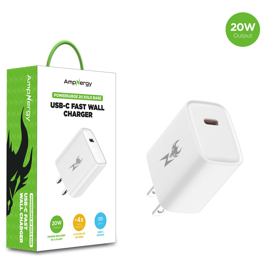 AmpNergy PowerSurge 20W USB-C Fast Wall Charger - White - ACGTRAC25PW.JPG