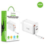 AmpNergy PowerSurge 40W+ Dual-Port GaN Charger with Retractable USB-C Cable - White