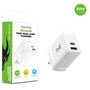 AmpNergy PowerSurge 30W Fast Dual-Port Charger w/ Foldable Plug - White