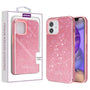 Asmyna Encrusted Rhinestones Hybrid Case for Apple iPhone 12 mini - Electroplated Pink / Pink
