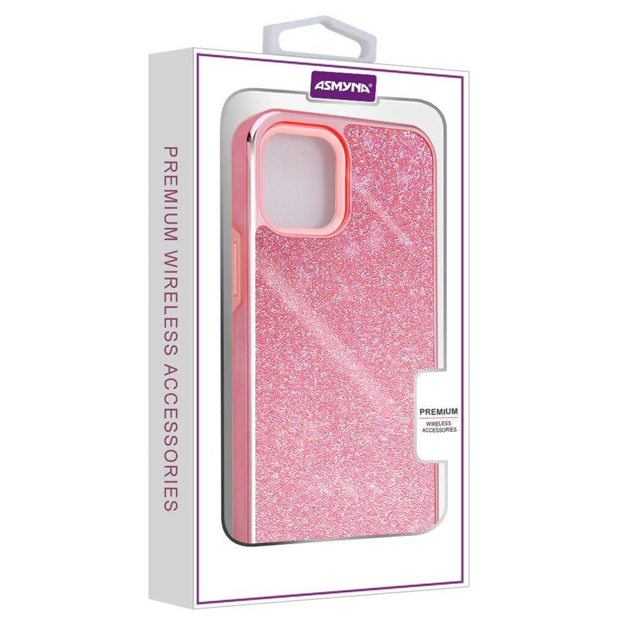 Asmyna Encrusted Rhinestones Hybrid Case for Apple iPhone 12 mini - Electroplated Pink / Pink - AIP12CSFSSD142-7.jpg