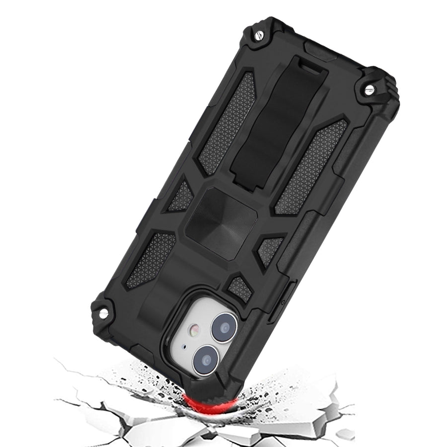 Asmyna Sturdy Hybrid Protector Cover (with Stand) for Apple iPhone 12 mini - Black / Black - AIP12CSFSSS001-5.jpg