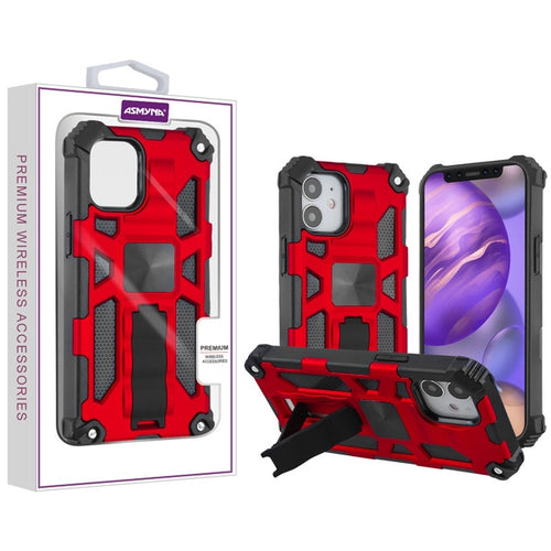 Asmyna Sturdy Hybrid Protector Cover (with Stand) for Apple iPhone 12 mini - Red / Black - AIP12CSFSSS003-1.jpg