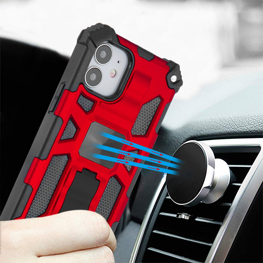 Asmyna Sturdy Hybrid Protector Cover (with Stand) for Apple iPhone 12 mini - Red / Black - AIP12CSFSSS003-6.jpg