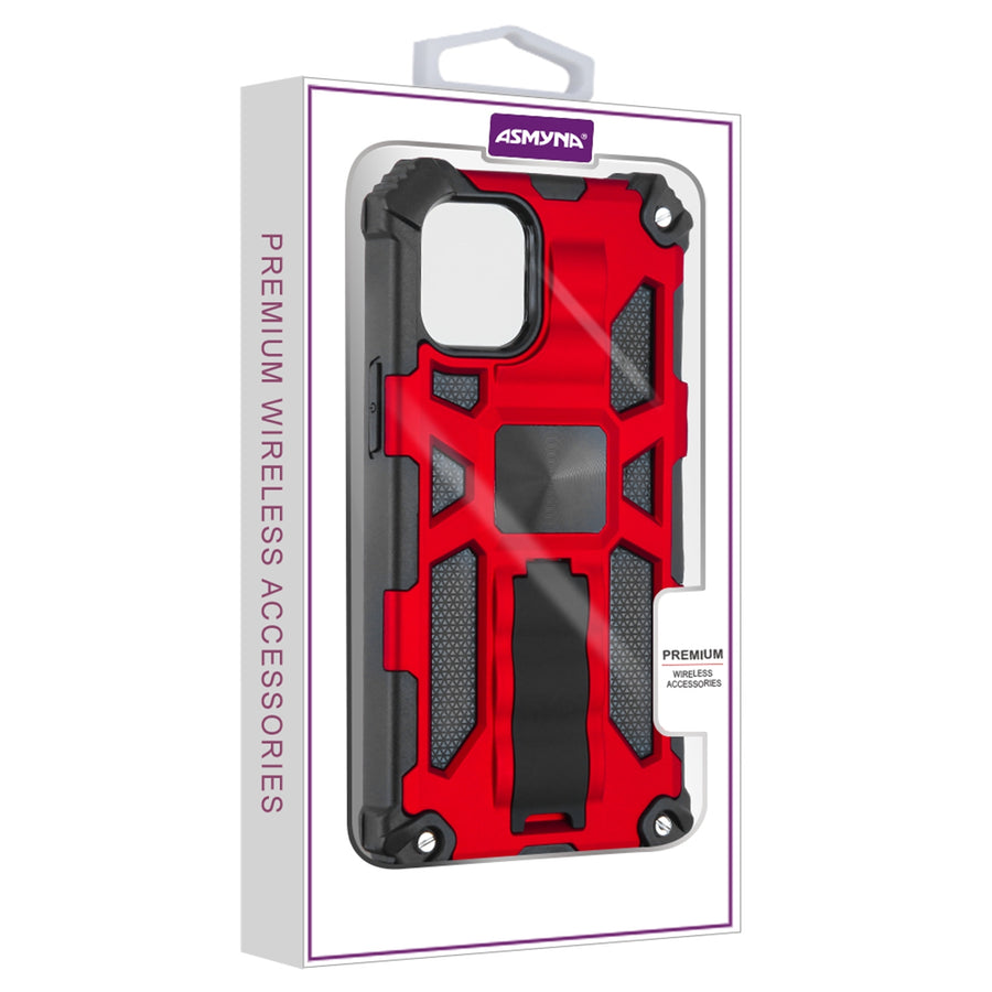 Asmyna Sturdy Hybrid Protector Cover (with Stand) for Apple iPhone 12 mini - Red / Black - AIP12CSFSSS003-8.jpg