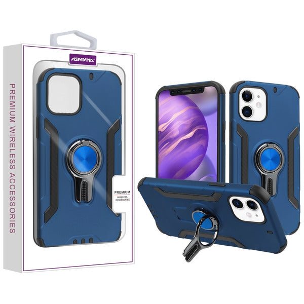 Asmyna Hybrid Protector Cover (with Ring Stand) for Apple iPhone 12 mini - Ink Blue / Black - AIP12CSFSSS552-1.jpg