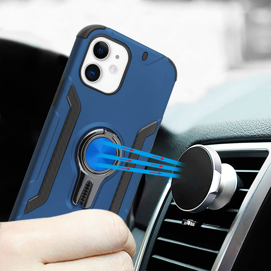 Asmyna Hybrid Protector Cover (with Ring Stand) for Apple iPhone 12 mini - Ink Blue / Black - AIP12CSFSSS552-4.jpg