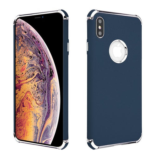 Asmyna Frosted Klarion Candy Skin Cover for Apple iPhone XS Max - Electroplating Silver / Ink Blue - AIPXSMAXCASKCAACHSO003WP-1.jpg