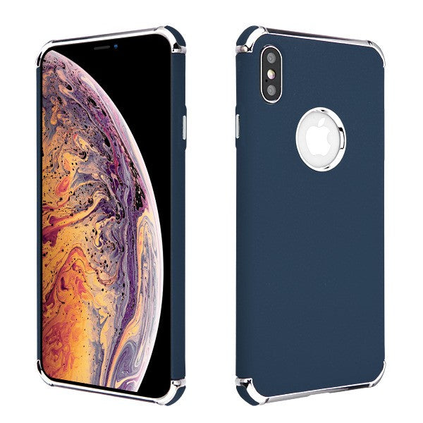 Asmyna Frosted Klarion Candy Skin Cover for Apple iPhone XS Max - Electroplating Silver / Ink Blue - AIPXSMAXCASKCAACHSO003WP-1.jpg