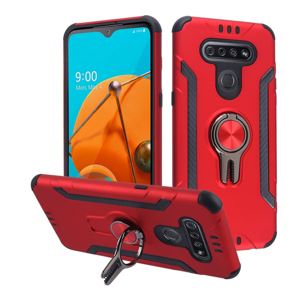 Asmyna Hybrid Protector Cover (with Ring Stand) for Lg K51 / Reflect - Red / Black - ALK51CSFSSS553-2.jpg