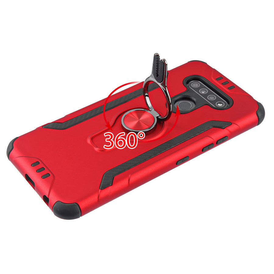 Asmyna Hybrid Protector Cover (with Ring Stand) for Lg K51 / Reflect - Red / Black - ALK51CSFSSS553-3.jpg