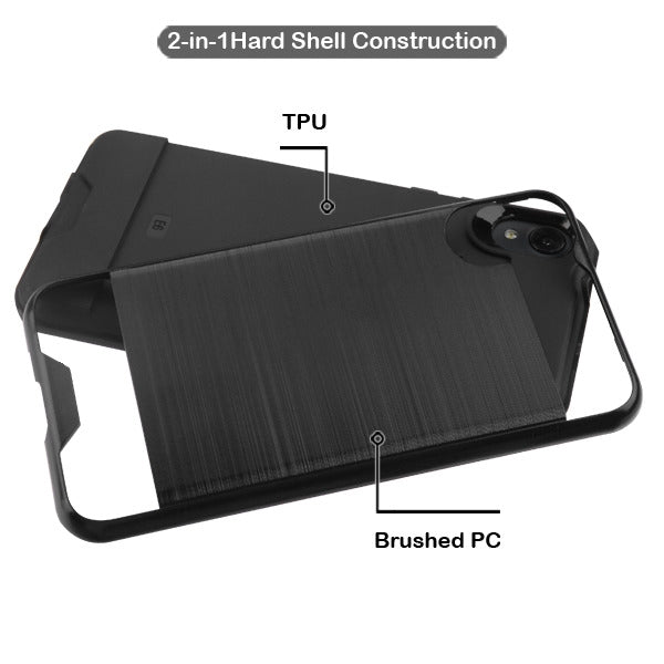 Asmyna Brushed Hybrid Protector Cover for Motorola Moto E6 - Black / Black - AMOTE6HPCSAAS351-2.jpg