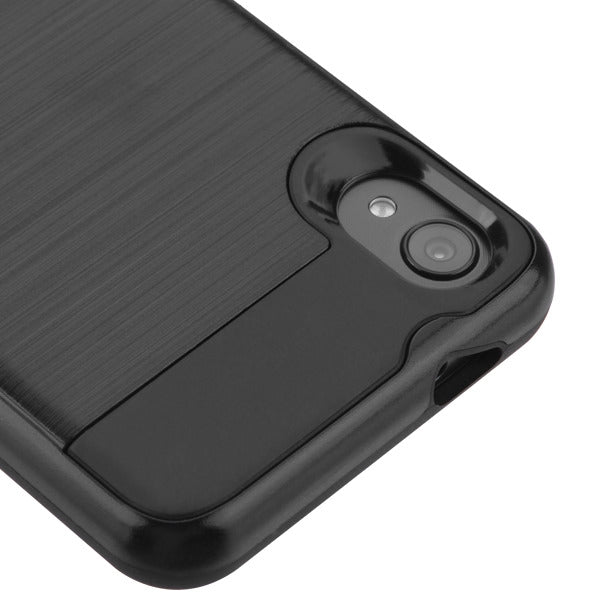 Asmyna Brushed Hybrid Protector Cover for Motorola Moto E6 - Black / Black - AMOTE6HPCSAAS351-3.jpg
