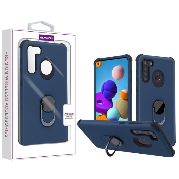 Asmyna Rubberized Hybrid Case (with Ring Stand) for Samsung Galaxy A21 - Ink Blue / Black - ASA21CSFSSS052-1.jpg