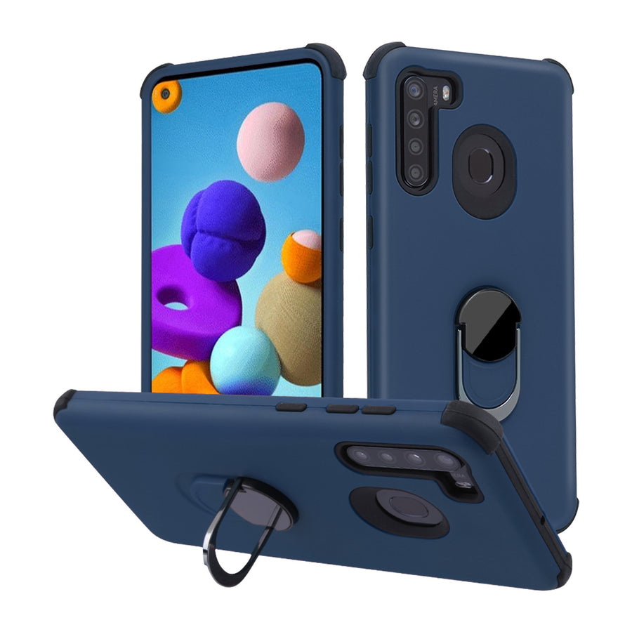 Asmyna Rubberized Hybrid Case (with Ring Stand) for Samsung Galaxy A21 - Ink Blue / Black - ASA21CSFSSS052-2.jpg