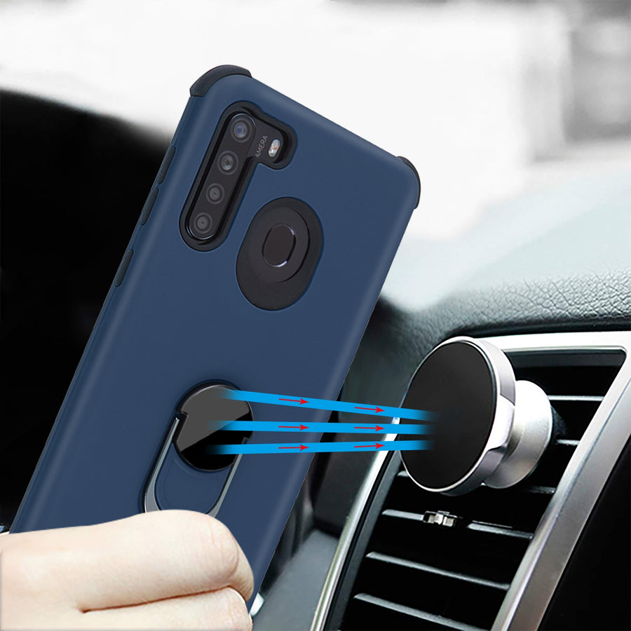 Asmyna Rubberized Hybrid Case (with Ring Stand) for Samsung Galaxy A21 - Ink Blue / Black - ASA21CSFSSS052-6.jpg