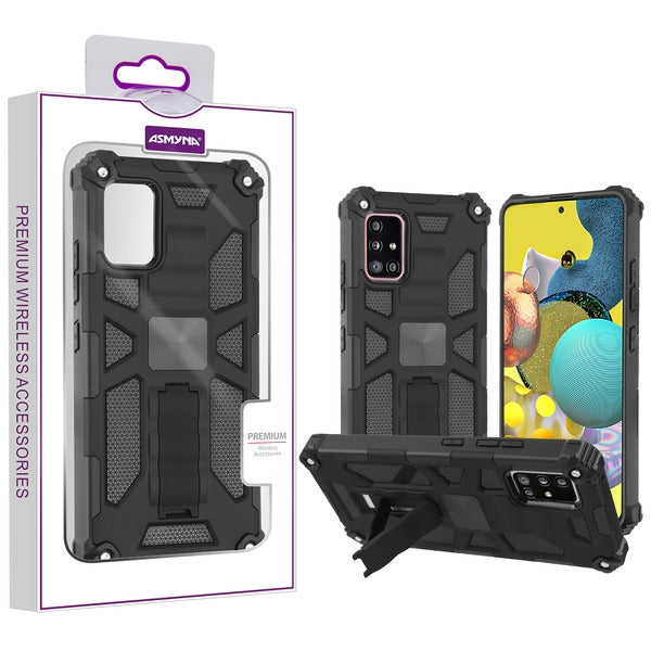 Asmyna Sturdy Hybrid Protector Cover (with Stand) for Samsung Galaxy A51 5G - Black / Black - ASA515GCSFSSS001-1.jpg