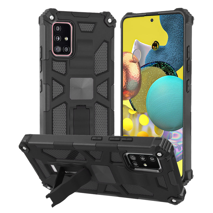 Asmyna Sturdy Hybrid Protector Cover (with Stand) for Samsung Galaxy A51 5G - Black / Black - ASA515GCSFSSS001-2.jpg