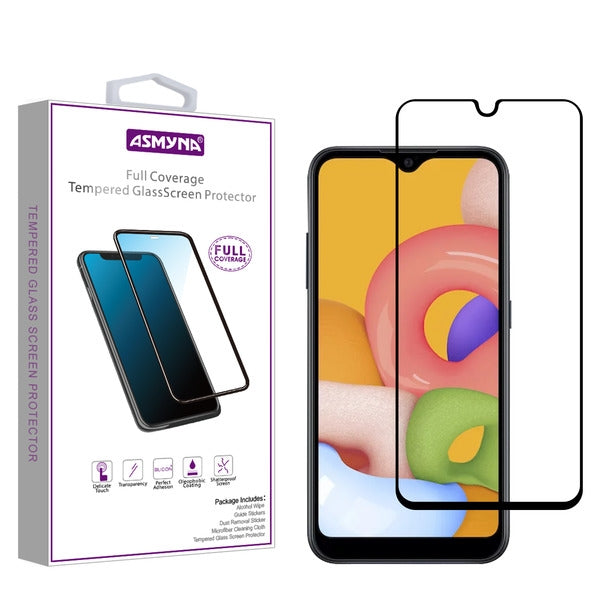 Asmyna Full Coverage Tempered Glass Screen Protector for Samsung Galaxy A01 - Black - ASAMA01LCDSCPR85A-1.jpg