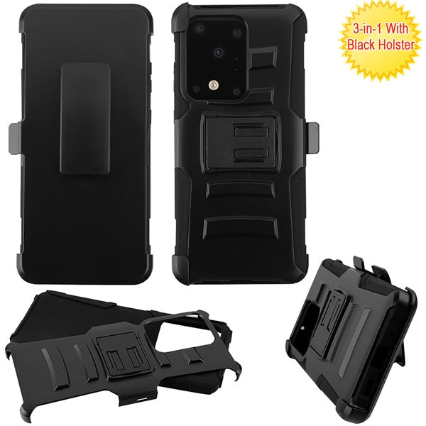 Asmyna Advanced Armor Stand Protector Cover Combo (with Black Holster) for Samsung Galaxy S20 Ultra (6.9) - Black / Black - ASAMS20UHPCSAASCMB221-1.jpg