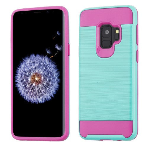 Asmyna Brushed Hybrid Protector Cover for Samsung Galaxy S9 - Teal Green / Hot Pink - ASAMS9HPCSAAS35AWP-1.jpg