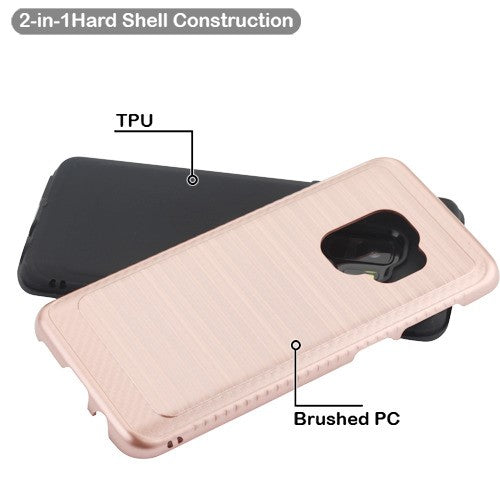 Asmyna Brushed Hybrid Protector Cover (with Carbon Fiber Accent) for Samsung Galaxy S9 - Rose Gold / Black - ASAMS9HPCSAAS492WP-2.jpg